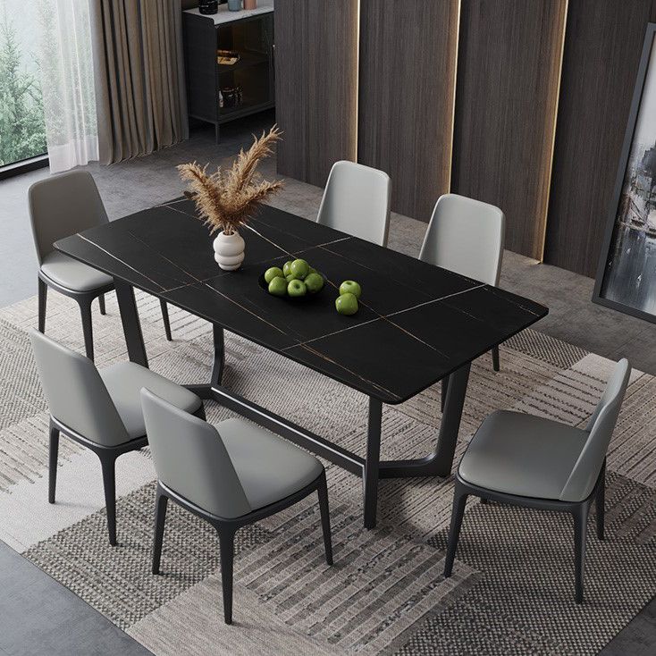 Mesa de comedor de piedra sinterizada mesa de comedor industrial con base de caballete