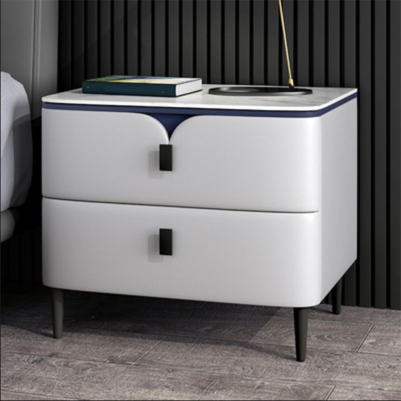 Modern Stone Top Top a 2-Drawer Storage da 18 pollici H Tavolo da notte con gambe