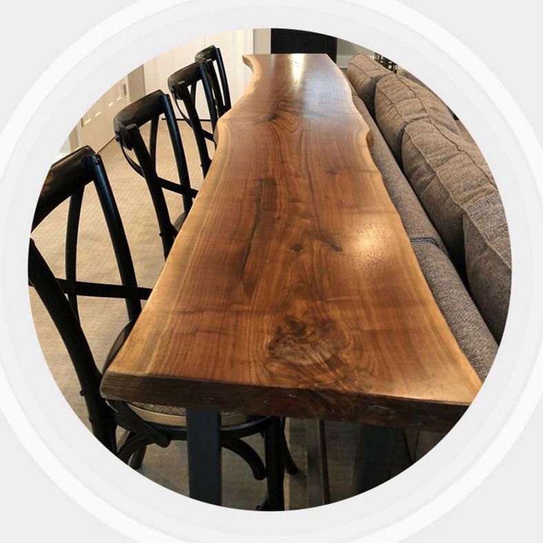 Brown Modern Style Table in Solid Wood and Metal Balcony Bar Table Clearhalo 'Bar Furniture' 'Bar Tables' 'bar_tables' 'Furniture' 'furniture_bar_tables' 'Kitchen & Dining Furniture' 1200x1200_b0b91037-99f3-41f6-b979-6b60fe035f0b