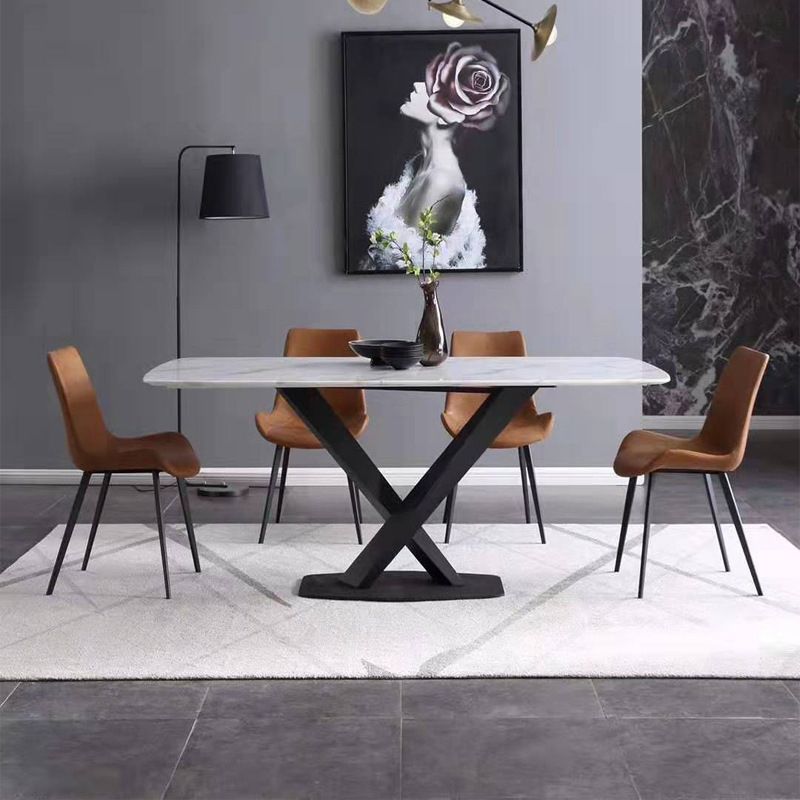 Contemporary Dining Chairs Kitchen Faux Leather Parsons Chair with Carbon Steel Legs Clearhalo ' kitchen&dining_furn' 'Dining Chairs' 'Dining Tables & Seating' 'dining_chair' 'Furniture' 'furniture_dining_chair' 'Kitchen & Dining Furniture' 'kitchen' 1200x1200_b0b92070-b919-411e-887f-0c909bcf9c4f