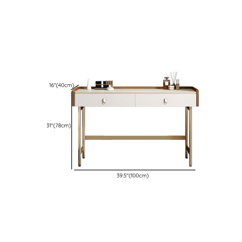 Luxurious Stone Top Dressing Table Bedroom Make-up Vanity in Orange