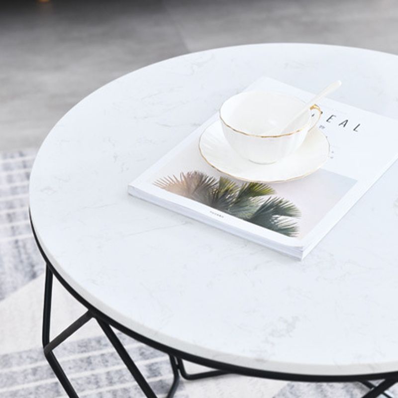 White Marble Frame 1 Coffee Table Modern Round Table for Living Room Clearhalo 'Coffee & Accent Tables' 'Coffee Tables' 'coffee_tables' 'furn' 'furn_coffee_tables' 'Furniture' 'furniture_coffee_tables' 'Living Room Furniture' 1200x1200_b0bb52dc-d120-427c-9931-77b9e8bbec3c