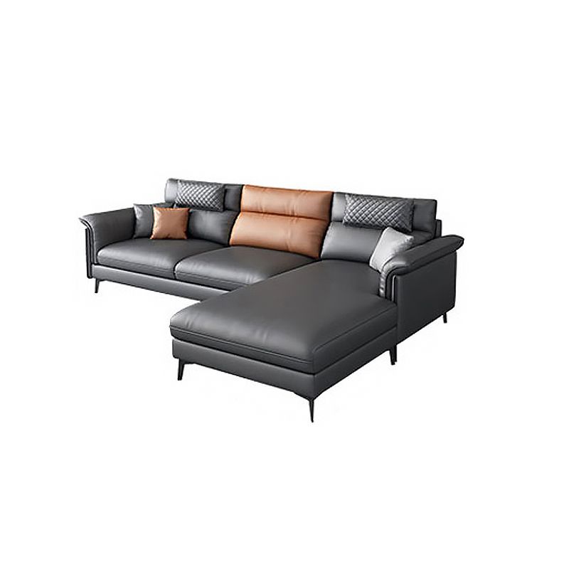 35.43 "Tall Modern Sectional Dark Gray Sectional met gekussen achterste kussens