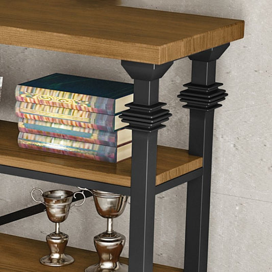 Open Back Standard Bookcase Industrial Wooden Bookshelf with Drawers