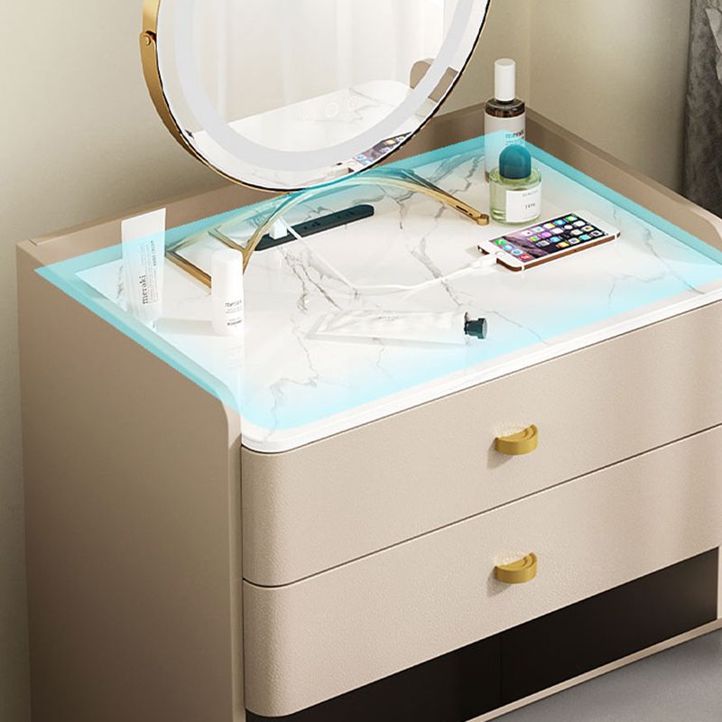 Marco de pizarra de roca de estilo moderno tocador de madera maciza gris/marrón claro