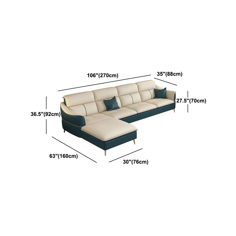 Glam Style Sofa Bed with Padded Leather and White Upholstery Sofa Clearhalo 'furn' 'furn_sectionals' 'Furniture' 'Living Room Furniture' 'Sectionals' 1200x1200_b0beee42-e3aa-4083-8e84-f85850a4de7a