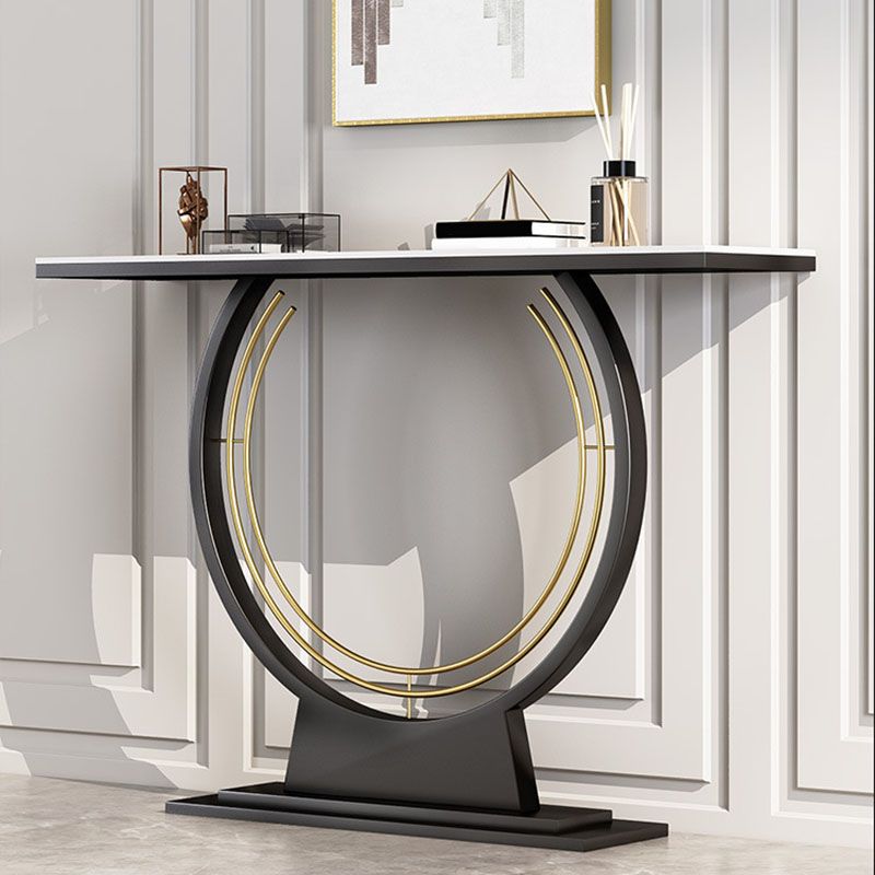 Modern Metal Console Sofa Table Rectangle Stone Console Accent Table for Hall Clearhalo 'Console Tables' 'console_tables' 'Entry & Mudroom Furniture' 'furn' 'furn_console_tables' 'Furniture' 1200x1200_b0bfbc2c-89e7-472c-ac89-229f7a7b1902