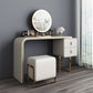 Glam Makeup Vanity Table Faux Leather Wood Dresser With Storage Drawers for Bedroom