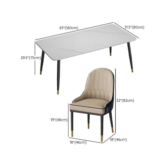 Juego de mesa de comedor blanca brillante 1/5/7 piezas de comedor glamoroso para cocina