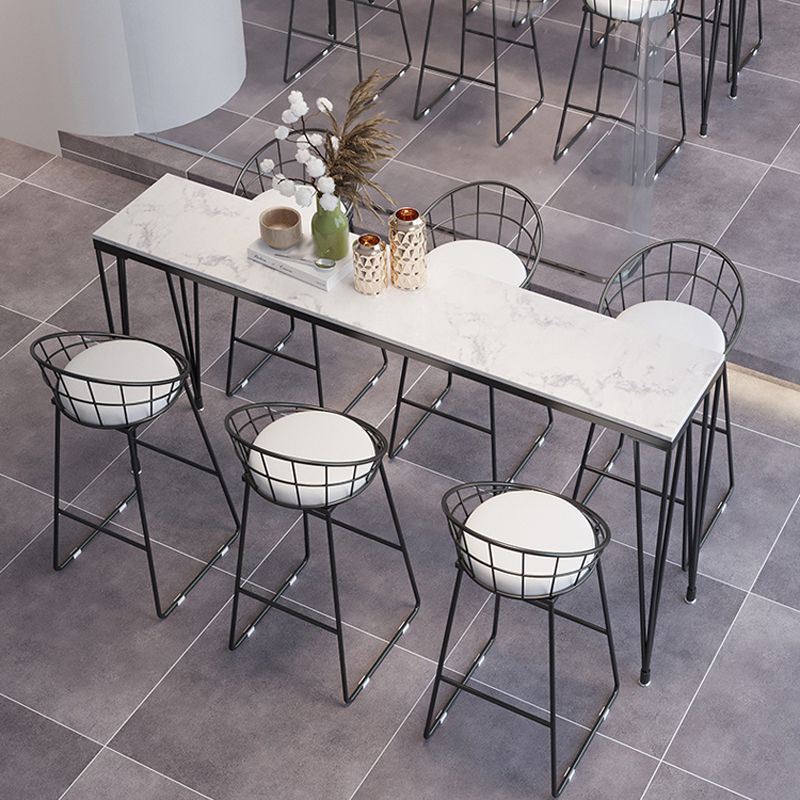 Modern 1/7 Pieces Bar Table Set Rectangle Stone Counter Table with High Stools for Cafe Clearhalo 'Bar Furniture' 'furn' 'furn_home_bar_bar_sets' 'Furniture' 'Home Bars & Bar Sets' 'home_bar_bar_sets' 'Kitchen & Dining Furniture' 1200x1200_b0c34fe3-6f03-44f6-bd29-b48b8278dc96