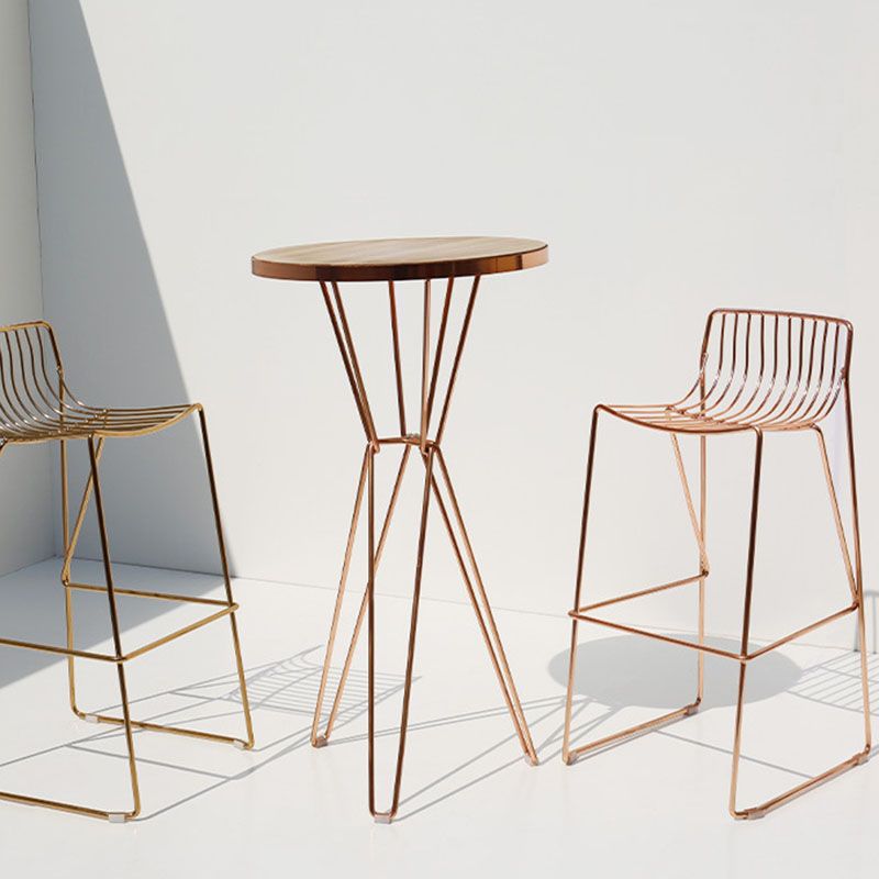 Modern Style Steel Counter Stools with Footrest and Cutout Milk Tea Shop Bar Stool 30 Inch Clearhalo 'Bar Furniture' 'Bar Stools' 'bar_stools' 'furniture_bar_stools' 'Kitchen & Dining Furniture' 'kitchen&dining_furn' 'kitchen' 'kitchen_furn' Furniture' 1200x1200_b0c3c43b-f991-4f3f-964c-27b2f372213f