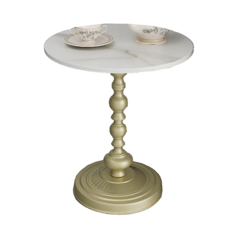 Mesa de esquina de pedestal moderna mesa lateral de pizarra redonda para sala de estar