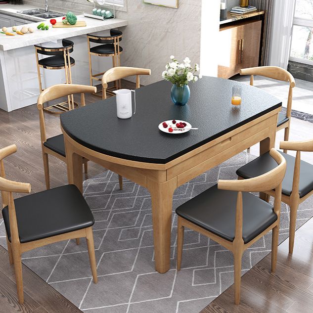 Modern Stone Scalable Dining Table Rubber Wood Legs for Dining Room Clearhalo 'Dining Tables & Seating' 'Dining Tables' 'dining_table' 'furn' 'furn_dining_table' 'Furniture' 'Kitchen & Dining Furniture' 1200x1200_b0c49764-d308-4040-ac08-c595954f7f8a