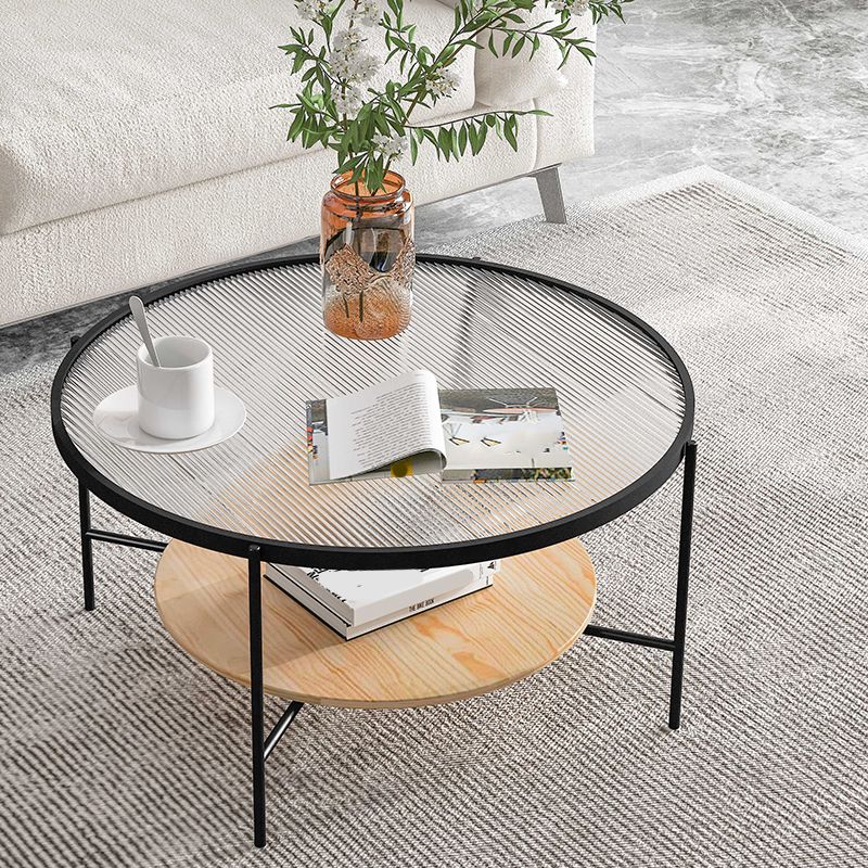Gold/Black Metal 4 Legs 1 Coffee Table Modern Glass Top Table Clearhalo 'Coffee & Accent Tables' 'Coffee Tables' 'coffee_tables' 'furn' 'furn_coffee_tables' 'Furniture' 'furniture_coffee_tables' 'Living Room Furniture' 1200x1200_b0c6b585-d6f5-401c-b161-3ba0dca547bf