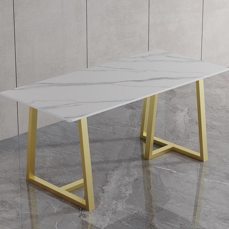 Luxury Style Sintered Stone Dining Table Double Pedestal Base Rectangle Table for Home Clearhalo ' dining_table' 'Dining Tables & Seating' 'Dining Tables' 'furn' 'furn_dining_table' 'Furniture' 'furniture_dining_table' 'Kitchen & Dining Furniture' 'kitchen&dining_furn' 'kitchen' 'kitchen_dining_table' 1200x1200_b0c72430-f2f9-4082-9193-6e98efa077ca