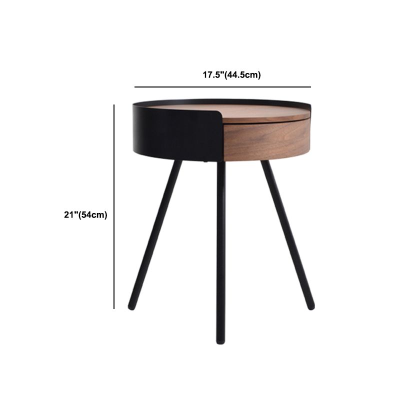 21,2 "tavolo da parte superiore in legno rotondo in legno arrotondata in metallo a 4 gambe tavolino