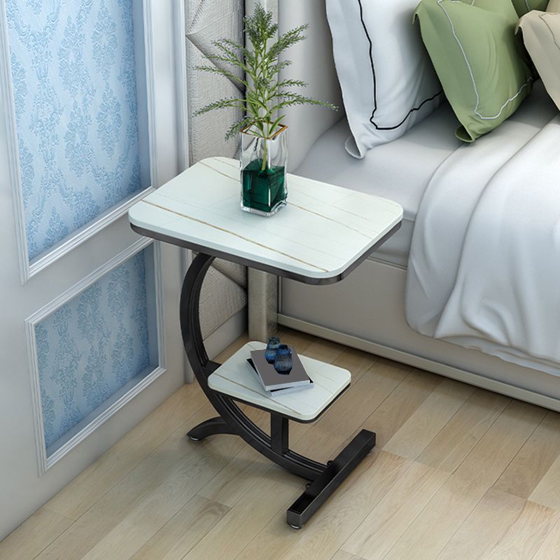 2-Tier Modernistic Metal C Side Table Slate Top Rectangular End Table Clearhalo 'Coffee & Accent Tables' 'End & Side Tables' 'end_side_tables' 'furn' 'furn_end_side_tables' 'Furniture' 'Living Room Furniture' 1200x1200_b0ca84e7-d32f-47f6-b85c-a67fd661e8af