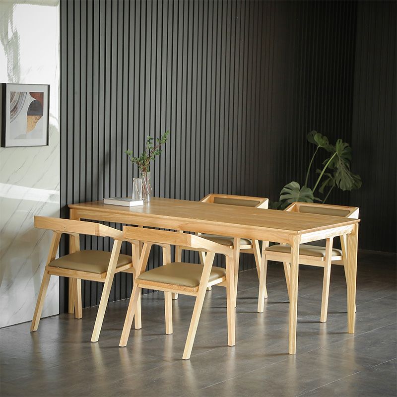 Modern 1/2/3/4/5 Pieces Dining Set Rectangle Solid Wood Legs Dinette Set in Natural Clearhalo 'Dining Room Sets' 'Dining Tables & Seating' 'dining_room_set' 'furn' 'furn_dining_room_set' 'Furniture' 'Kitchen & Dining Furniture' 1200x1200_b0cb8457-1d23-432c-a27c-ed31d3f72041