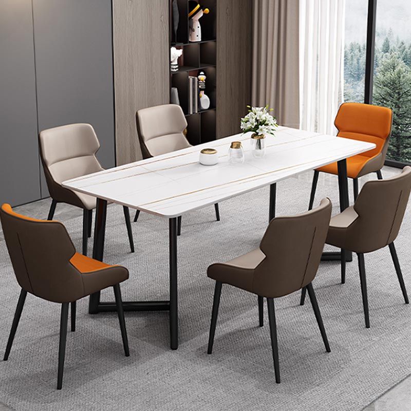 Industrial Sintered Stone Table Restaurant Rectangle Table with Double Pedestal Base Clearhalo ' dining_table' 'Dining Tables & Seating' 'Dining Tables' 'furn' 'furn_dining_table' 'Furniture' 'furniture_dining_table' 'Kitchen & Dining Furniture' 'kitchen&dining_furn' 'kitchen' 'kitchen_dining_table' 1200x1200_b0cbda01-52b0-4223-b3ae-7b87592313d0