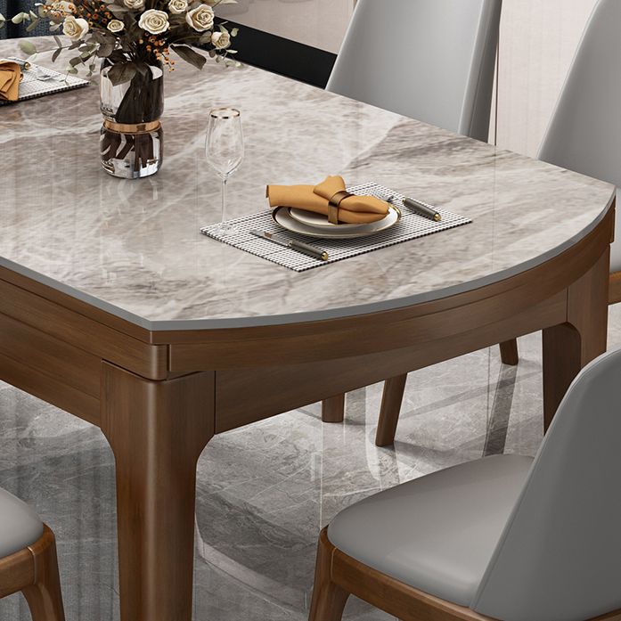 Sintered Stone Dining Table Round Dinner Table with Rubberwood Frame for Dining Room