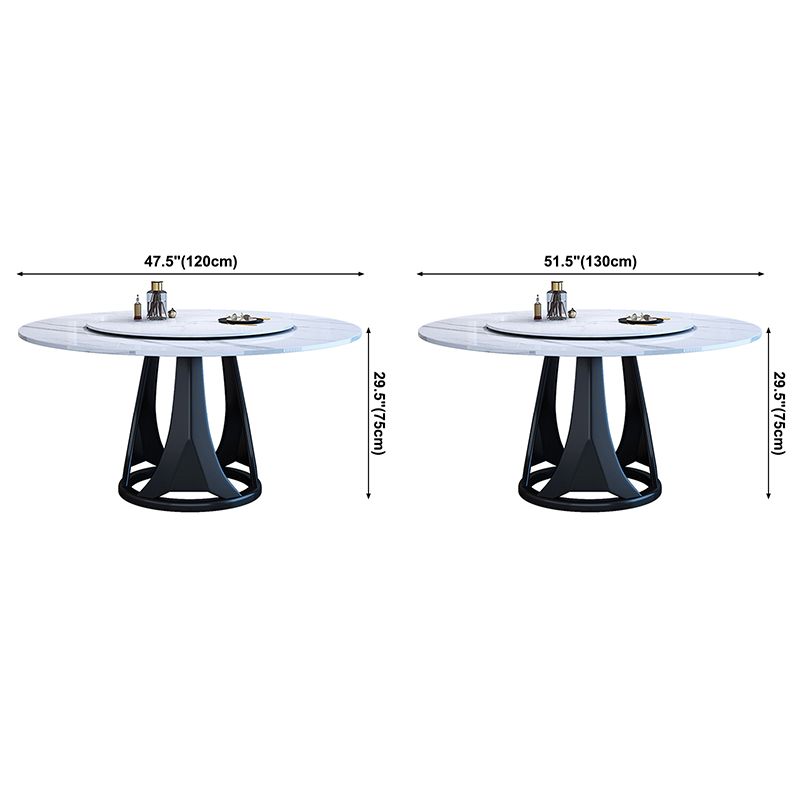 Simple Home Sintered Stone Dining Table Single Pedestal Base Round Table with Turntable Clearhalo ' dining_table' 'Dining Tables & Seating' 'Dining Tables' 'furn' 'furn_dining_table' 'Furniture' 'furniture_dining_table' 'Kitchen & Dining Furniture' 'kitchen&dining_furn' 'kitchen' 'kitchen_dining_table' 1200x1200_b0ccced2-81a9-44df-98c2-6fefcbf7c060