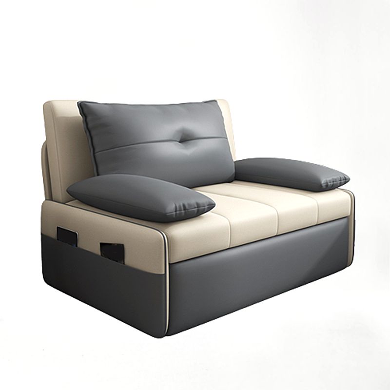 Scandinavian Sleeper Sofa Light Gray Sofa Bed  with Detachable Mattress