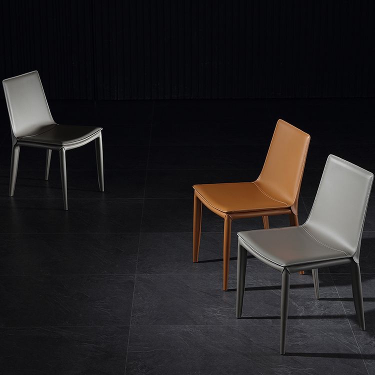 Modern Style Side Chair Faux Leather Solid Back Dining Chair for Home Clearhalo 'Dining Chairs' 'Dining Tables & Seating' 'dining_chair' 'furn' 'furn_dining_chair' 'Furniture' 'furniture_dining_chair' 'Kitchen & Dining Furniture' 1200x1200_b0ce24b6-cabf-4063-a7b7-2be5a0ee4285