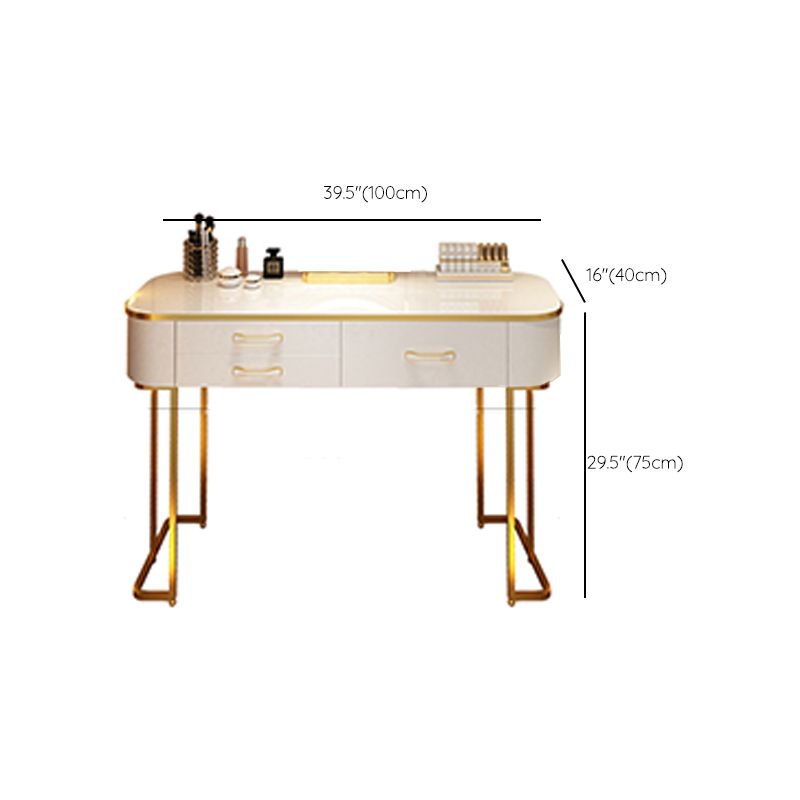 Wooden Makeup Vanity Desk Lighted Mirror Dressing Table Stool Set with Drawer