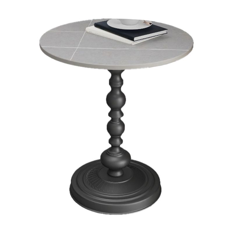 Mesa de esquina de pedestal moderna mesa lateral de pizarra redonda para sala de estar