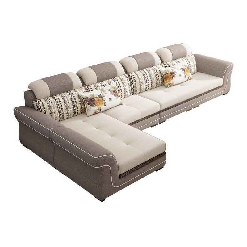 Contemporary Cushion Back Sofa and Chaise Living Room L-Shape Sectional Clearhalo 'Furniture' 'furniture_sectionals' 'kitchen' 'kitchen_sectionals' 'Living Room Furniture' 'Sectionals' 1200x1200_b0cfcf0c-0906-447c-8cdf-eb2c2d3f0a5f