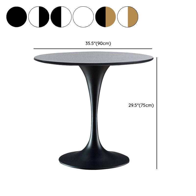 Modern Round Dining Table Faux Marble Tabletop for 2 Persons
