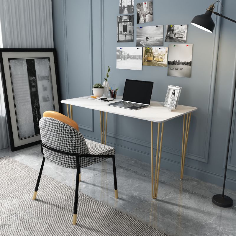 Home Hairpin Base Writing Desk Glam Style Stone Writing Desk Clearhalo 'furn' 'furn_office_desk' 'Furniture' 'furniture_office_desk' 'Office Desks' 'Office Furniture' 'office_desk' 1200x1200_b0d25b4b-f9e1-4a37-af33-1e3fb9168f1d