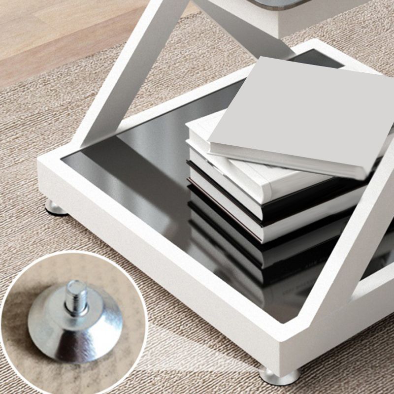 Tempered Glass Side Table Square Black and White Accent Side Table Clearhalo 'Coffee & Accent Tables' 'End & Side Tables' 'end_side_table' 'Furniture' 'furniture_end_side_table' 'Living Room Furniture' 1200x1200_b0d4636b-bd39-4899-bf8a-8435ae745d05