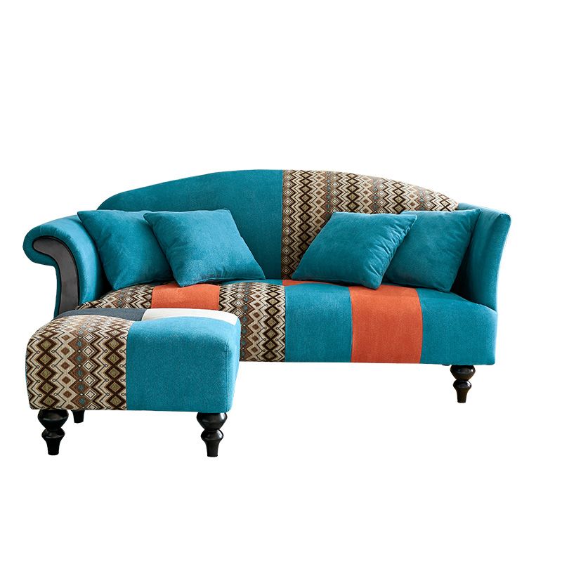 Canapé incurvé country en lin arme roulée 31 "w canapé arrière à dos de chameau pour le salon