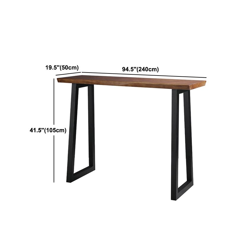 1/2/3 pièces Industrial Iron-Bar Table Table Recangangle Bistro Set with Pine Wood Top