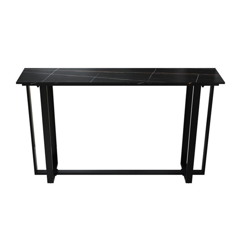 Industrial Sintered Stone Bar Table Black and Metal Base Bar Table Clearhalo 'Bar Furniture' 'Bar Tables' 'bar_tables' 'furn' 'furn_bar_tables' 'Furniture' 'Kitchen & Dining Furniture' 1200x1200_b0d738fb-a6ef-4c5c-8f4a-48ba3a6c9b8a