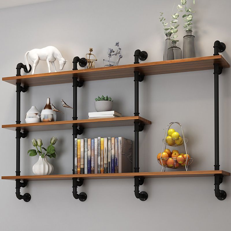 Brown Bookshelf Industrial Style Wall Mounted Bookcase for Home Office Clearhalo 'Bookcases' 'furn' 'furn_bookcases' 'Furniture' 'furniture_bookcases' 'Office Furniture' 1200x1200_b0d8c51d-cbc9-4842-aba5-42372d378c03