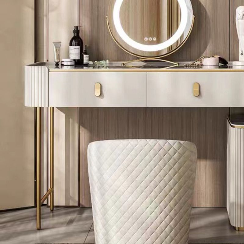 4 Storage Drawers Dresser Stone Top Vanity Set with Padded Stool