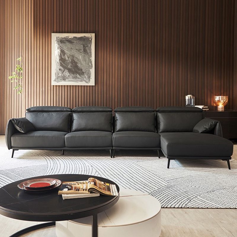 Sofá de brazo de almohada de almohada de cuero de cuero genuino