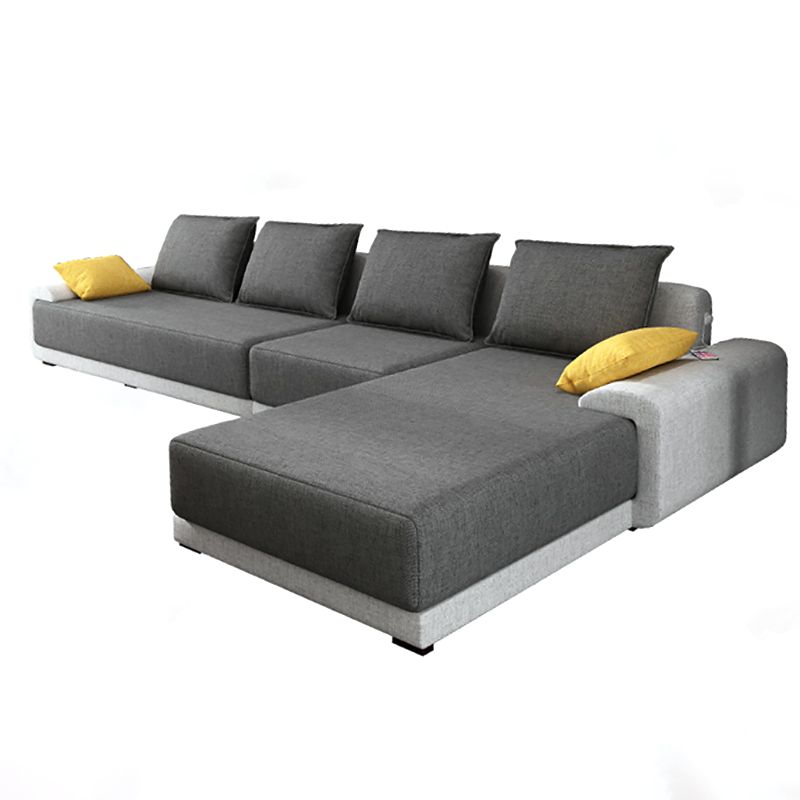 Contemporary Loose Back Removable Cushions Sofa with Reversible Chaise Clearhalo 'furn' 'furn_sectionals' 'Furniture' 'furniture_sectionals' 'kitchen' 'kitchen_sectionals' 'Living Room Furniture' 'Sectionals' 1200x1200_b0dbed0d-967a-4cfb-a4ef-fe24f63cee91