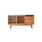 3 Drawer Side Board Adjustable Shelves Pine Solid Wood Credenza with Sliding Door