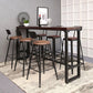 Ensemble de Table de bar rectangulaire industriel, 1/2/4/7 pièces, Table de comptoir en bois massif