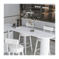 Stone Double Pedestal Counter Wine Table Modern Indoor Bar/Dinette Table Clearhalo 'Bar Furniture' 'Bar Tables' 'bar_tables' 'furn' 'furn_bar_tables' 'Furniture' 'furniture_bar_tables' 'Kitchen & Dining Furniture' 1200x1200_b0ddc29e-ddf0-4514-a437-6675523d58c0