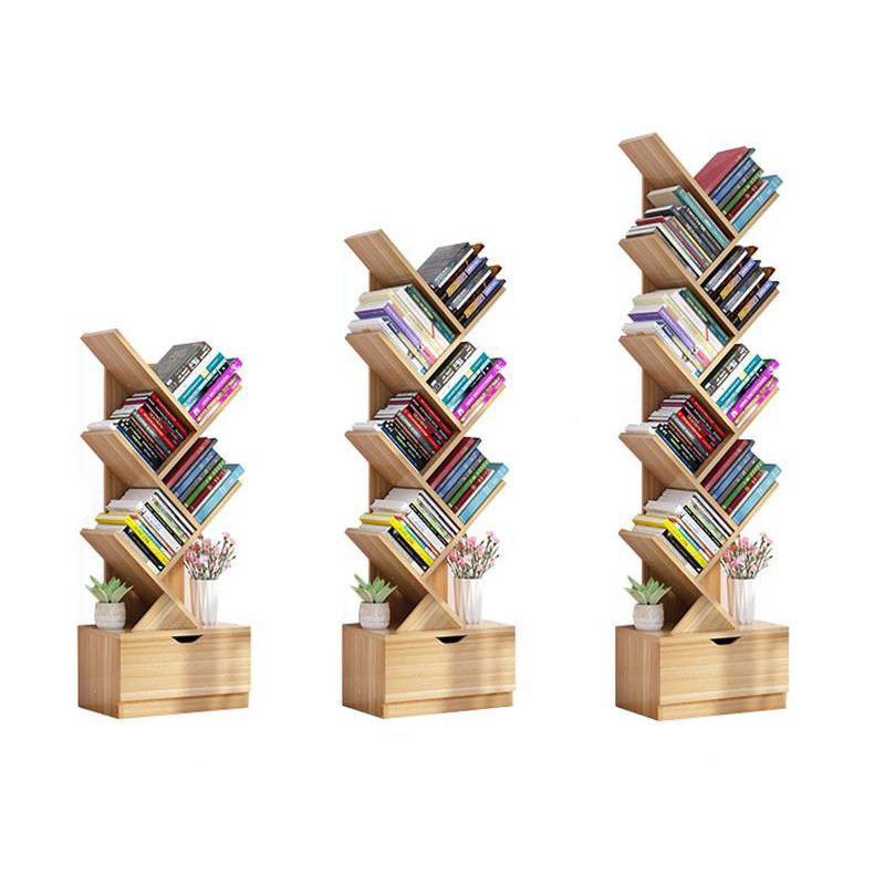 8.46"W Bookshelf Scandinavian Style Bookcase for Home Study Room with 1 Drawer