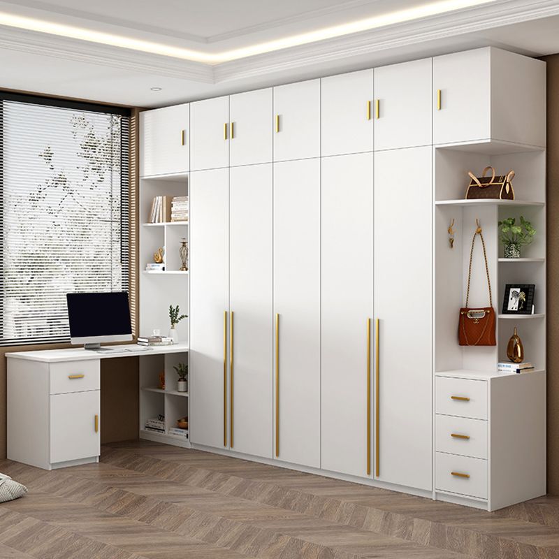 White Wooden Wardrobe Contemporary Style Wardrobe Closet with Drawer Clearhalo 'Armoires & Wardrobes' 'armoires_wardrobes' 'Bedroom Furniture' 'furn' 'furn_armoires_wardrobes' 'Furniture' 1200x1200_b0e09da7-89f3-4602-9de7-924ad8b5aca6