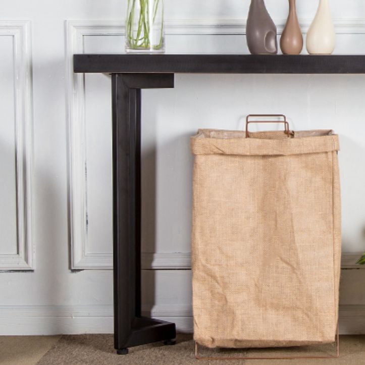 Mesa de consola moderna de mediados de siglo con tapa de rectángulo de madera para Hall