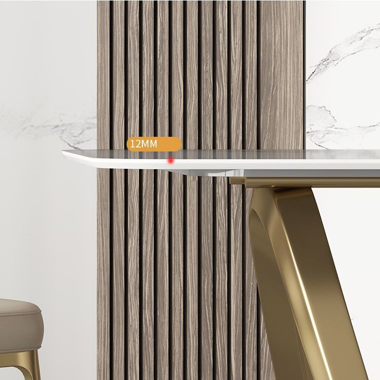 Glam-stijl eettafel stenen rechthoekige eettafel in wit