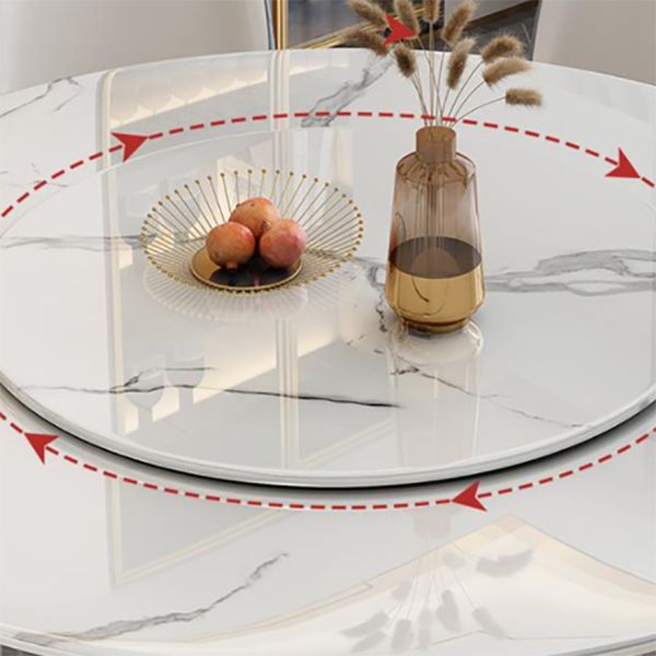 Stone Round Dining Table Contemporary Style Dining Site Table with Turntable Clearhalo 'Dining Tables & Seating' 'Dining Tables' 'dining_table' 'furn' 'furn_dining_table' 'Furniture' 'Kitchen & Dining Furniture' 1200x1200_b0e1fcc7-68ab-4309-9886-bb02e1964427