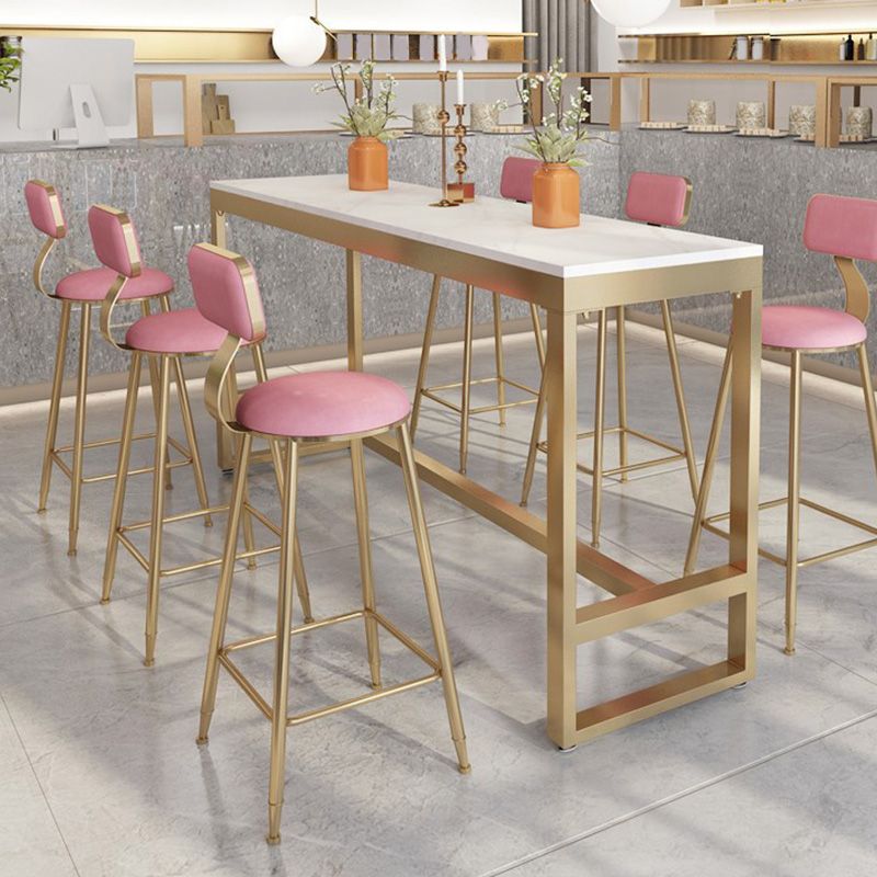 Rectangular Bar Height Table White Faux Marble Top Bistro Pub Table Clearhalo 'Bar Furniture' 'Bar Tables' 'bar_tables' 'furn' 'furn_bar_tables' 'Furniture' 'Kitchen & Dining Furniture' 1200x1200_b0e23be1-f6fd-42b4-8657-fc520f7184a4