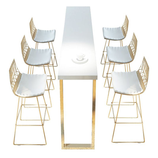 Glam Rectangle Bar Table Set 1/7 Pieces Solid Wood Counter Table for Indoor